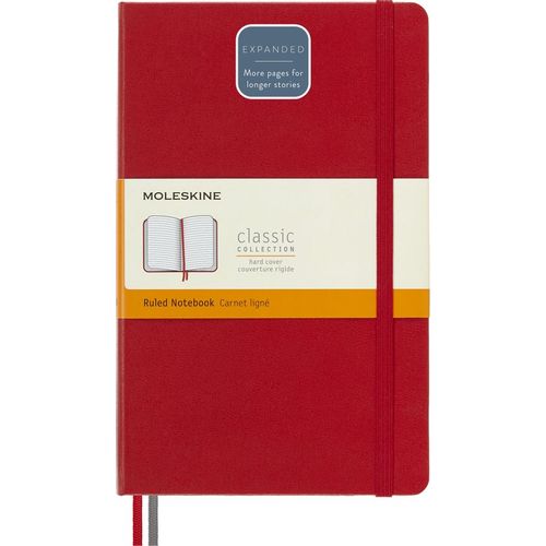 Блокнот Moleskine Classic Expended, 400стр, в линейку, твердая обложка, красный [qp060expf2]