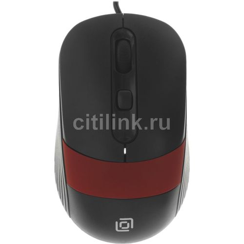 Мышь проводная Oklick 310M, оптическая, USB, 2400dpi, черный и красный [1869102]