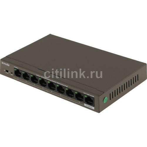 Коммутатор TENDA TEF1109P-8-63W, неуправляемый, 9 RJ-45, 10/100 Мбит/с