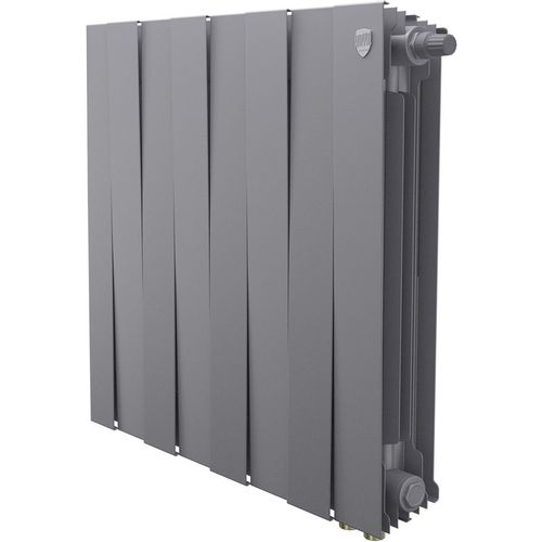 Радиатор биметаллический ROYAL THERMO Pianoforte 500 VR80, 8 секций, нижнее правое подключение, серебристый