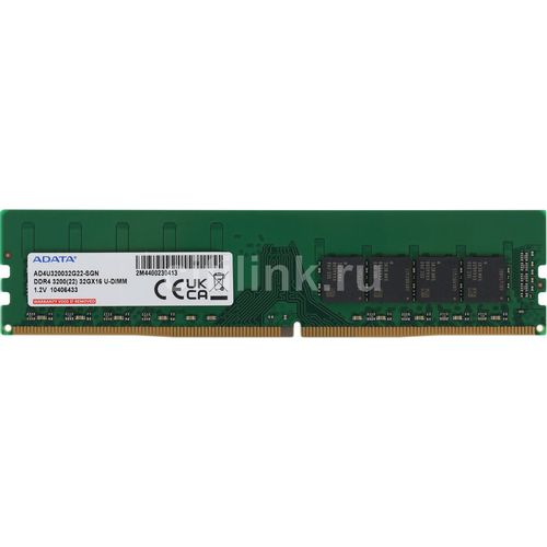 Оперативная память A-Data Premier AD4U320032G22-SGN DDR4 — 1x 32ГБ 3200МГц, DIMM, Ret