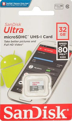 Карта памяти microSDHC UHS-I Sandisk Ultra 80 32 ГБ, 80 МБ/с, 533X ...