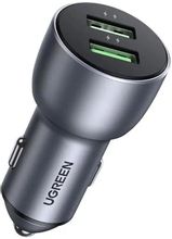 Изображение товара Автомобильное зарядное устройство UGREEN CD213,  2xUSB-A,  36Вт, 3A, серый [10144_]