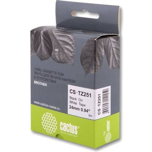Картридж Cactus CS-TZ251, TZe-251, 24мм, шрифт, фон, 8м, CS-TZ251