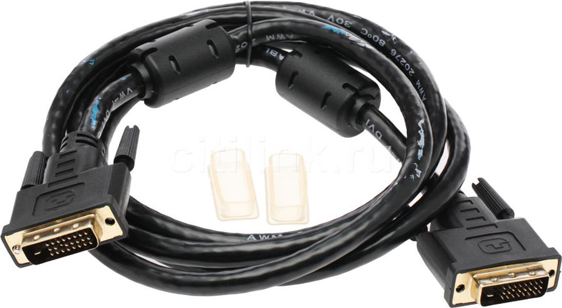 Кабель Buro DVI-D (m) - DVI-D (m), GOLD , ферритовый фильтр , 1.8м