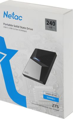 240ГБ Внешний диск SSD NETAC Z7S NT01Z7S-240G-32BK, USB-C, запись