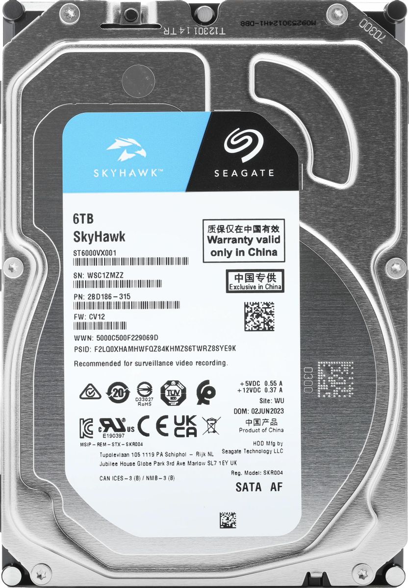 Жесткий диск Seagate Skyhawk ST6000VX001, 6ТБ, HDD, SATA III