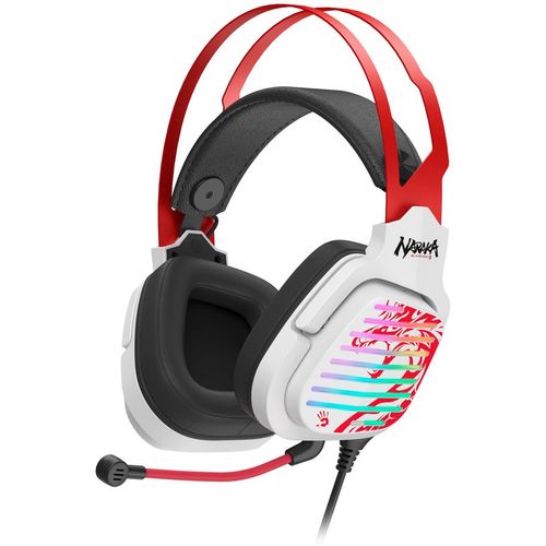 Гарнитура игровая A4TECH Bloody G560, для компьютера, мониторные, проводные, белый / красный [g560 naraka]