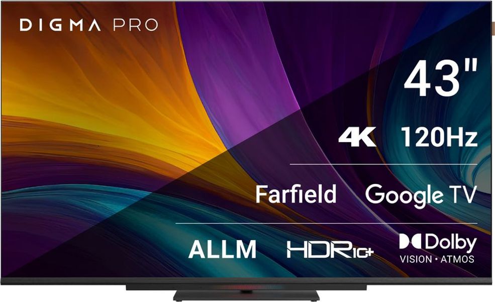 43" Телевизор DIGMA PRO UHD 43C, 4K Ultra HD, черный, СМАРТ ТВ, Google TV