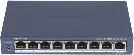 Коммутатор Hikvision DS-3E1309P-EI(B), управляемый, 9 RJ-45, 10/100/1000 Мбит/с