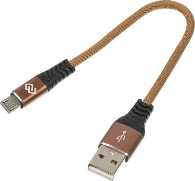 Кабель Digma micro USB (m) -  USB (m),  0.15м,  в оплетке,  2A,  коричневый [microusb-0.15m-blk]