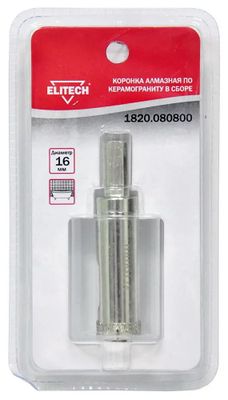 Обзор товара коронка Elitech 1820.080800, по керамограниту, 16мм ...
