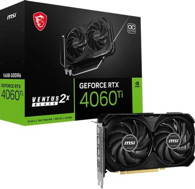 Видеокарта MSI NVIDIA GeForce RTX 4060TI RTX 4060 Ti VENTUS 2X BLACK 16GOC  16ГБ Ventus 2X Black, GDDR6, OC, Ret [rtx 4060 ti ventus 2x bl16g oc] –  купить в Ситилинк | 1969998