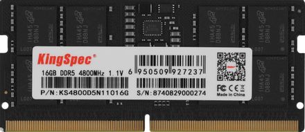 Оперативная память KINGSPEC KS4800D5N11016G DDR5 - 1x 16ГБ 4800МГц, для ноутбуков (SO-DIMM), Ret