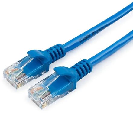 Патч-корд CABLEXPERT PP10-1.5M/B литой (molded), UTP, кат.5E, 1.5м, 4 пары, 26AWG, 0.02мм, медь, многожильный, синий
