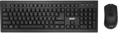 Комплект (клавиатура+мышь) Acer OKR120, USB, беспроводной, черный [zl.kbdee.007]