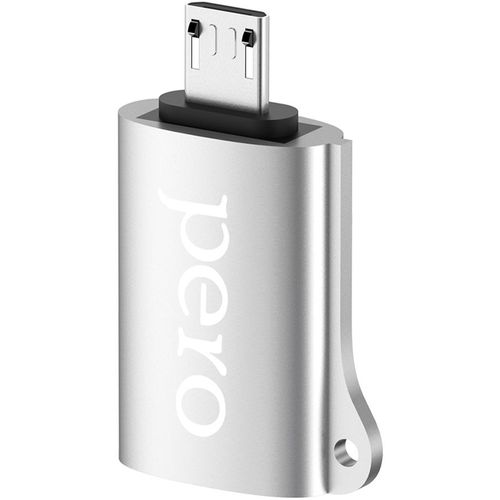 Переходник PERO AD-02, micro USB (m) — USB (f), серебристый [prad02musr]