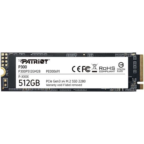 512ГБ SSD накопитель Patriot P300 P300P512GM28 M.2 2280, PCIe 3.0 x4, NVMe, M.2