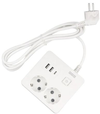 Сетевой удлинитель PowerCube PC-1-2M, 1.9м, белый