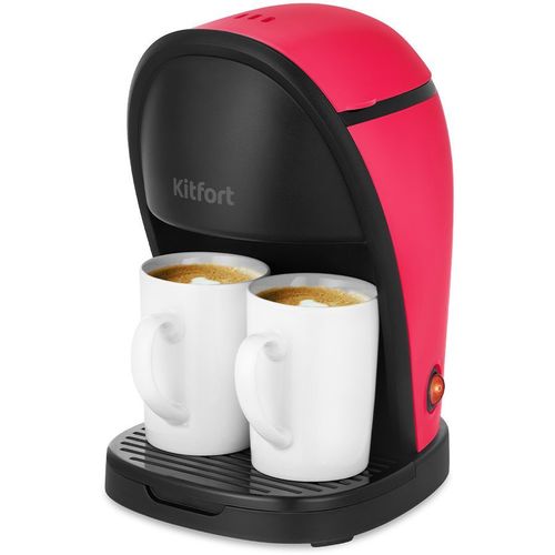 Кофеварка KitFort КТ-7188-1, капельная, черный /малиновый