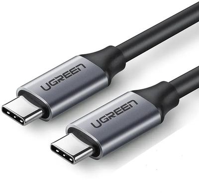 Кабель UGREEN US161,  USB Type-C (m) -  USB Type-C (m),  1.5м,  в оплетке,  3A,  серый / черный [50751]