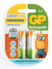 Изображение товара Аккумуляторные батарейки GP 270AAHC Minions 2шт 2700мАч NiMH форм-фактор AA