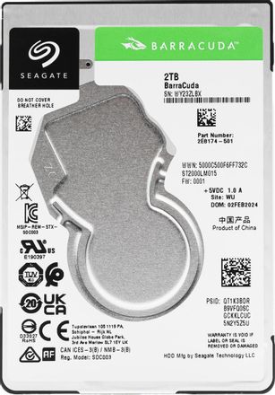 Жесткий диск Seagate Barracuda ST2000LM015, 2ТБ, HDD, SATA III, 2.5", 5400об/мин