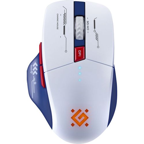 Мышь беспроводная Defender Tisa GM-126, игровая, Bluetooth/Радио, оптическая, USB, 1600dpi, белый и синий [52126]