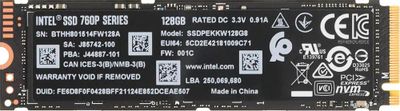 SSD накопитель Intel 760p Series SSDPEKKW128G8XT 128ГБ, M.2 2280, PCIe x4,  NVMe [ssdpekkw128g8xt 963289]