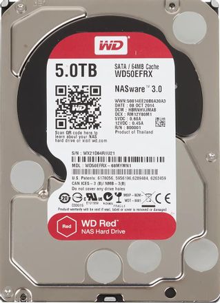 Жесткий диск WD Red WD50EFRX,  5ТБ,  HDD,  SATA III,  3.5"