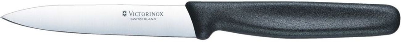 Нож кухонный Victorinox Swiss Classic, для чистки овощей и фруктов, 100мм, заточка прямая, стальной, черный [5.0703]