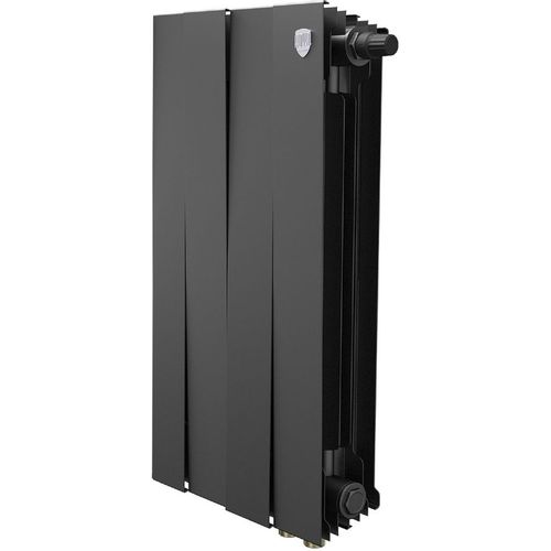 Радиатор биметаллический ROYAL THERMO Pianoforte 500 VR80, 4 секций, нижнее правое подключение, черный