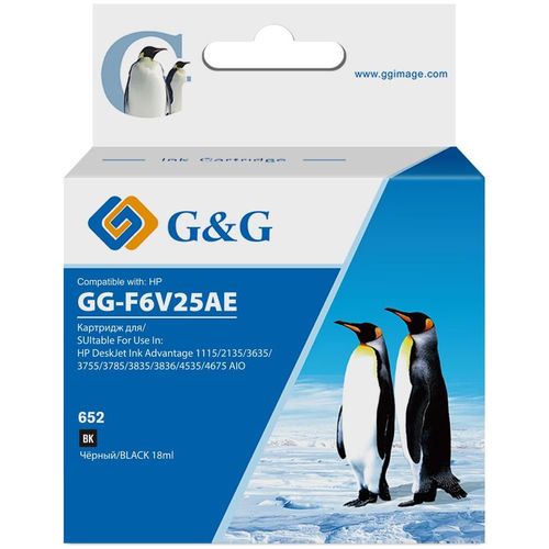 Картридж G&G GG-F6V25AE, 652, черный / GG-F6V25AE
