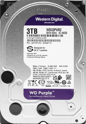 Жесткий диск WD Purple WD33PURZ, 3ТБ, HDD, SATA III, 3.5" – купить в ...