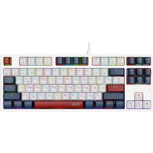 Клавиатура Acer OKW305, проводная, USB, механическая, белый [zl.kbdcc.01w]