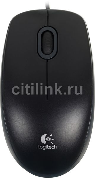 Мышь Logitech B100 for business, оптическая, проводная, USB, черный [910-003357]