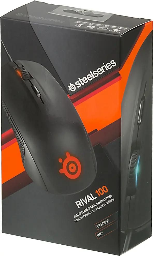Характеристики Мышь SteelSeries Rival 100 62341, игровая, оптическая,  проводная, USB, черный (316837) смотреть в СИТИЛИНК