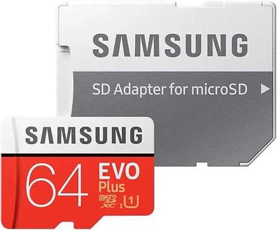 Карта памяти microSDXC UHS-I U1 Samsung EVO PLUS 64 ГБ, 100 МБ/с, Class 10, MB-MC64HA/RU,  1 шт., переходник SD