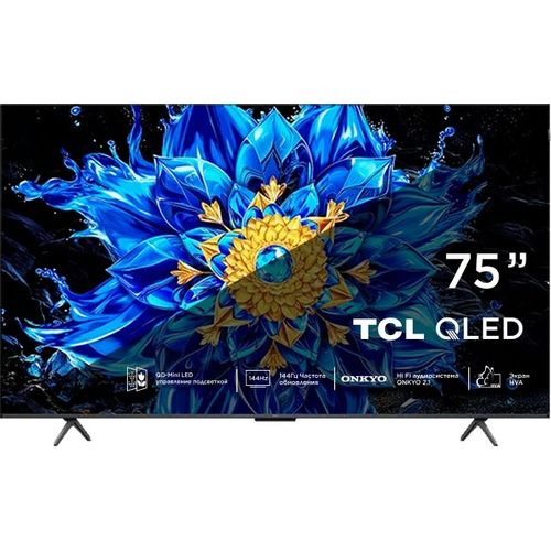 75" Телевизор TCL 75P8L Premium QLED, 4K Ultra HD, СМАРТ ТВ, Google TV, черный