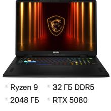 Изображение товара Ноутбук игровой MSI Vector A18 HX A9WIG-218RU, 18", IPS, AMD Ryzen 9 9955HX 2.5ГГц, 16-ядерный, 32ГБ DDR5, 2ТБ SSD,  NVIDIA GeForce  RTX 5080 для ноутбуков - 16 ГБ, TGP 175Вт,  Windows 11 Home,  серый космос [9s7-182l84-218]