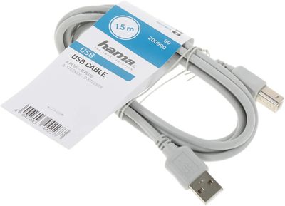 Кабель USB HAMA H-200900,  USB A(m) (прямой) -  USB B(m) (прямой),  круглое,  1.5м [00200900]