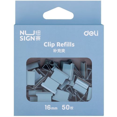 Зажимы Deli NS086BLUE, 16мм, голубой, 50 шт