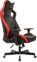 Кресло игровое KNIGHT Разведчик (Outrider), экокожа, до 150кг,  черный/красный