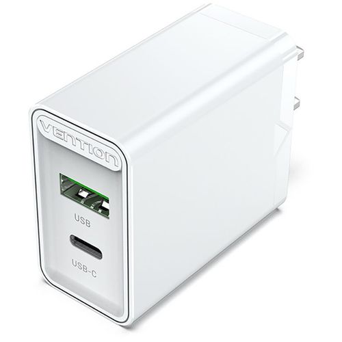 Сетевое зарядное устройство VENTION FBBW0-EU, USB-A, USB-C, 20Вт, 3A, белый