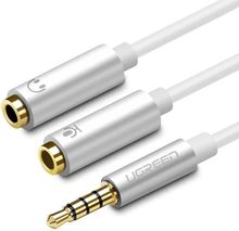 Изображение товара Кабель аудио UGREEN AV141 Jack 3.5 (m) - 2xJack 3.5 (f), 0.2м, белый