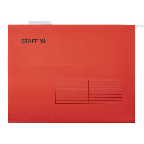 Папка подвесная STAFF 270931, A4, картон, красный, 10шт
