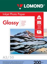 Фотобумага Lomond A3, для струйной печати, 50л, 200г/м2, белый, покрытие глянцевое