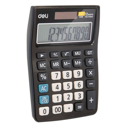 Калькулятор Deli E1238black, 12-разрядный, черный DELI