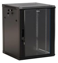 Шкаф коммутационный Hyperline TWB-1245-GP-RAL9004 настенный, стеклянная ...