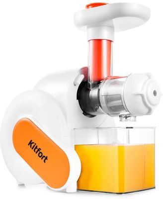 Соковыжималка KitFort КТ-1110-2,  шнековая,  белый и оранжевый